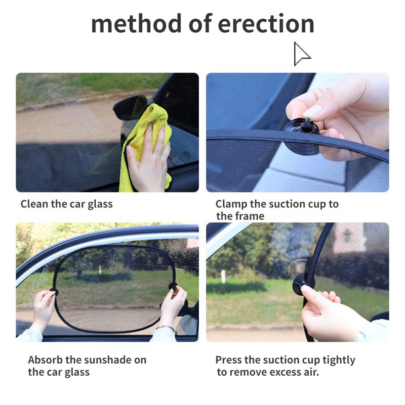 2PCS Car Window Sunshade Cover Sun Shield UV Protection Auto Front Rear Black Window Curtain Summer Car Accessories