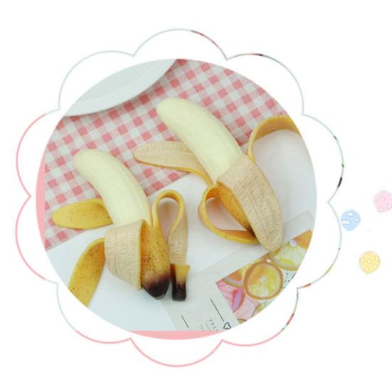 Simulation Peeled Banana Squeeze Toy Soft Stretchy Banana Shape Fidget Toy Portable Simulated Fruit Sensory Pinch
