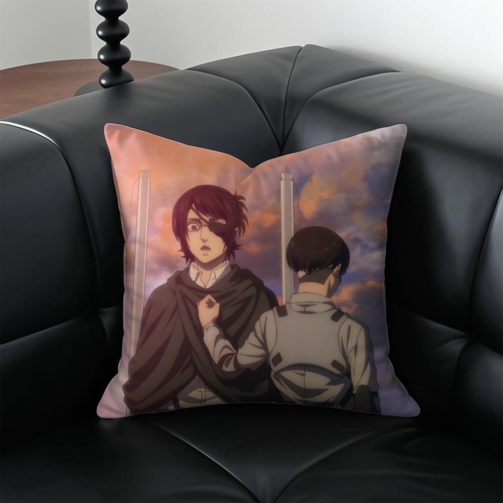 Anime Epic AAttack on TTitan Cushion Cover Pillow Case Antidustmite Invisible zipper silky short plush Sofa cushion