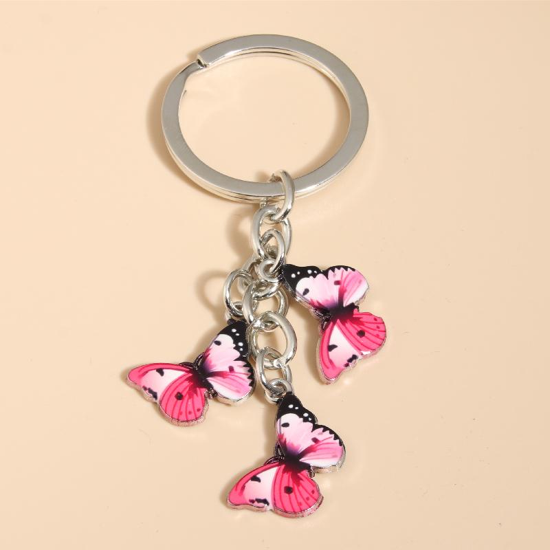 Cute Colorful Butterfly  Enamel Flying Animals Key Chains For Women Girls Accessorie Handmade Jewelry Bag Charm