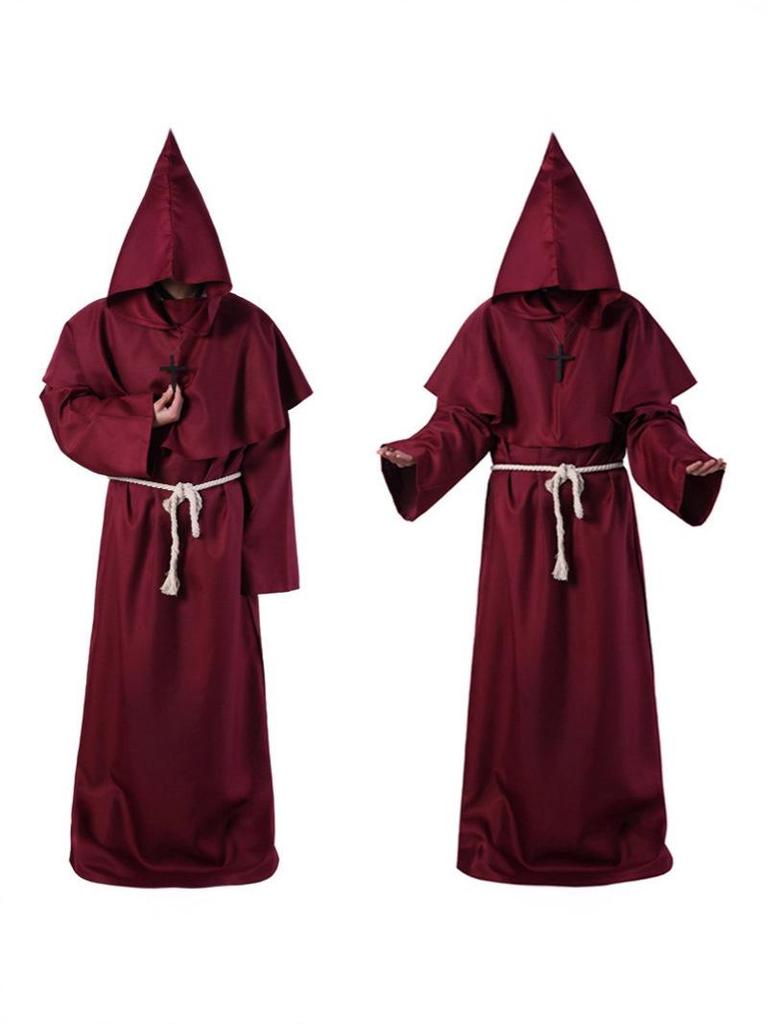 Fantasia de Mágico para Cosplay de Halloween: Túnica de Monge Medieval Retrô & Roupa de Padre - Envio Imediato