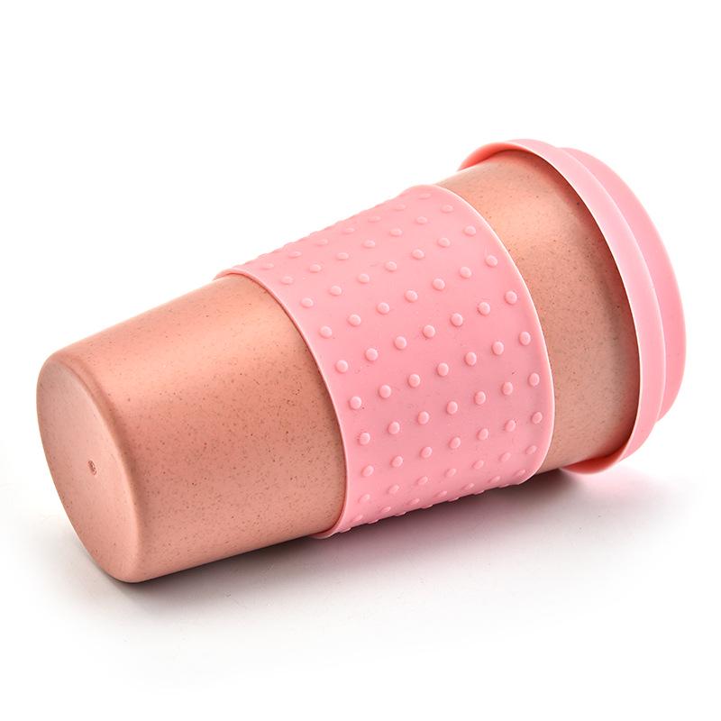 European Wheat Straw Fiber Silicone Coffee Mug with Lid