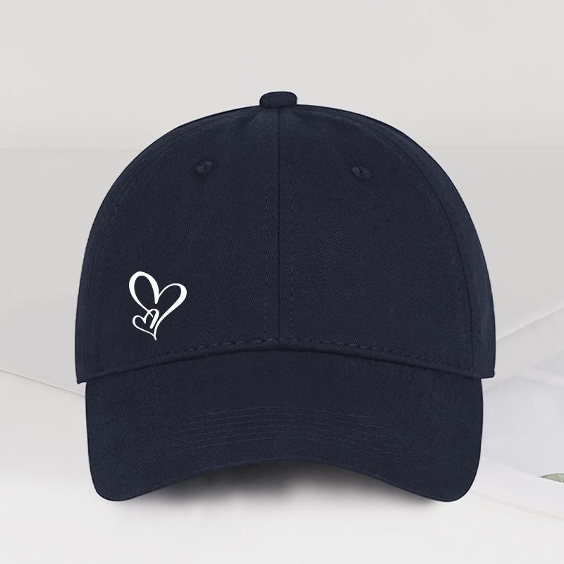 Minimalist Double Heart Print Baseball Cap WoUnisex Unisex Soft Cotton Adjustable Dad Hat Casual Love Theme Sun Hat