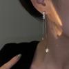Rectangle tassel pearl earrings ins style personalized light luxury stud earrings fashionable new versatile earrings
