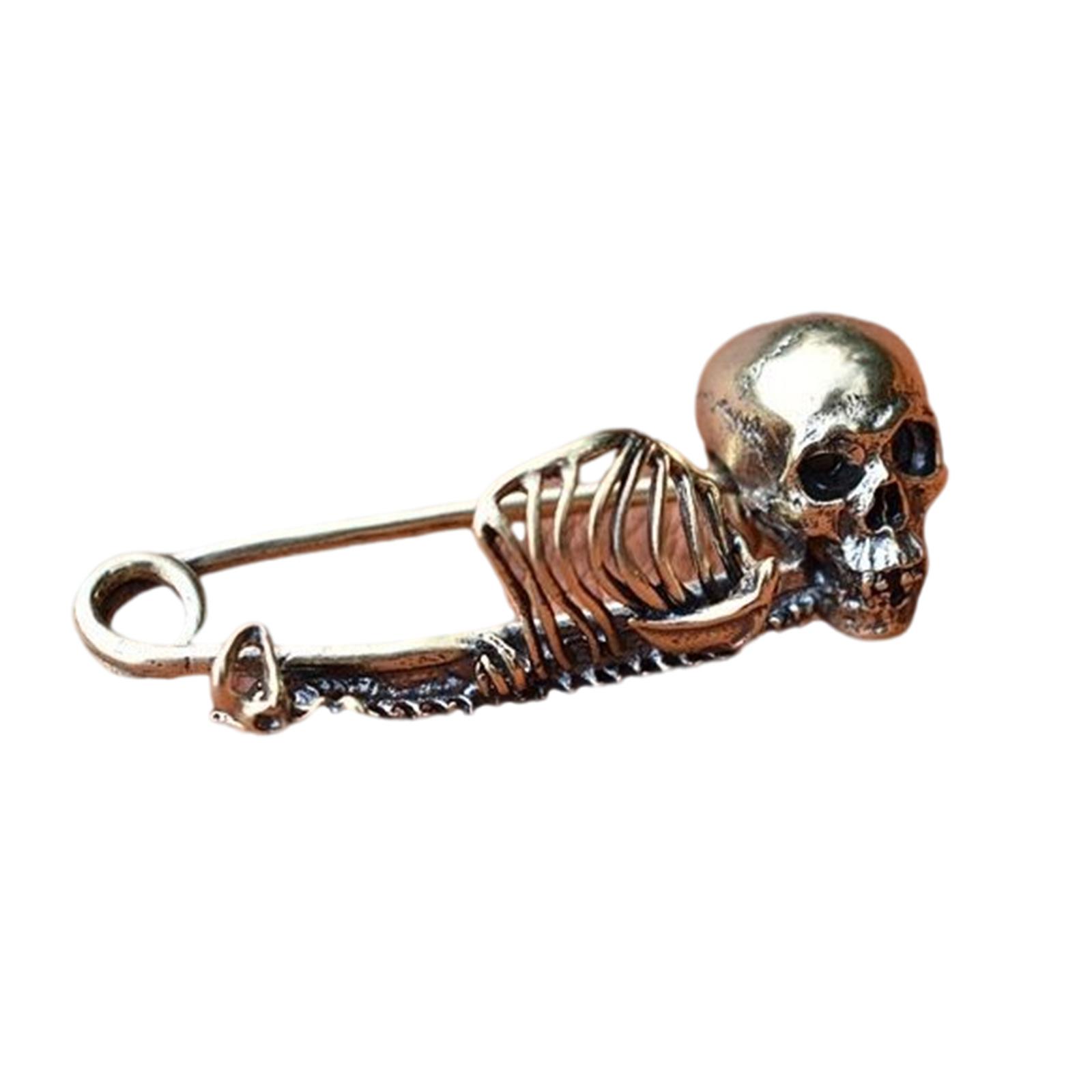 

Vintage Skull Brooch Pin Metal Unique Personality Designs for Women Men Unisex Hat & Clothing Decorative Accessories золотой