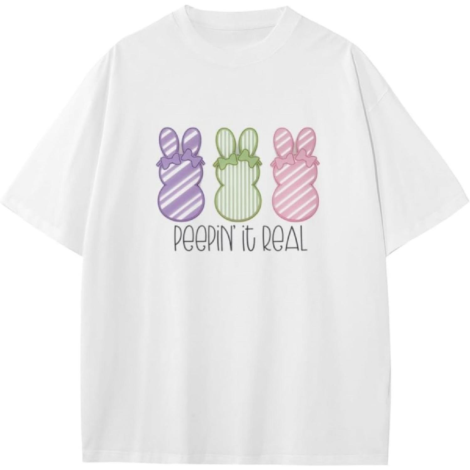 Ретро Милый Пасхальный Кролик Счастливой Пасхи Подглядывает Это Реально Смешной Аниме Подарок Подростки Мальчики Девочки Футболка S