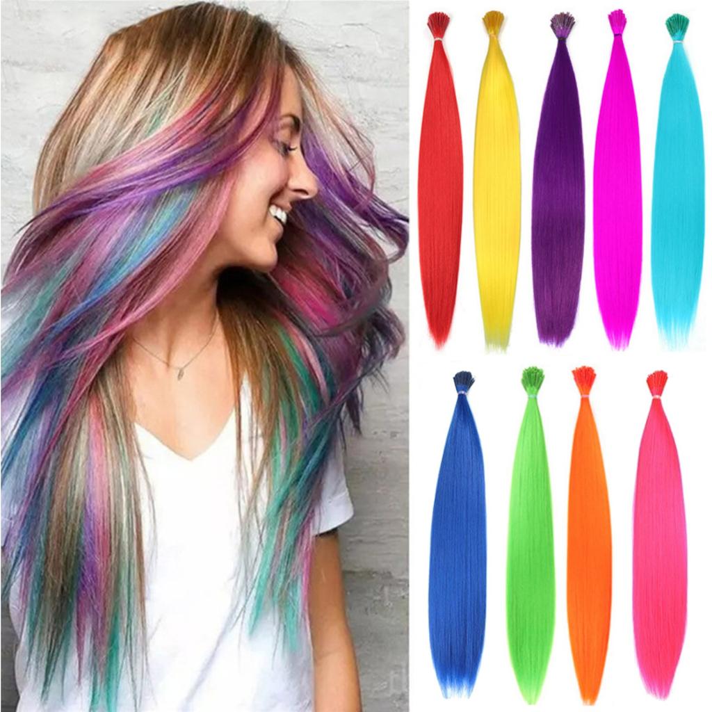 Extensions de cheveux colorées, extensions de cheveux de 16 pouces, adaptées aux femmes et aux filles, extensions de cheveux de perruque sans couture