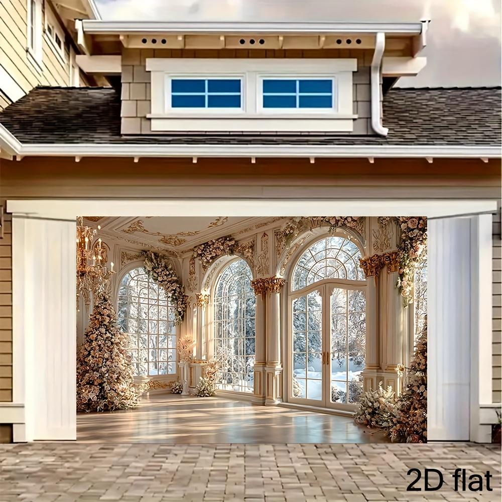 1Pcs Baroque Arched Window Winter Snow Scene Decoration Background Winter Backdrop Decorations For Photo Studio Booth Party