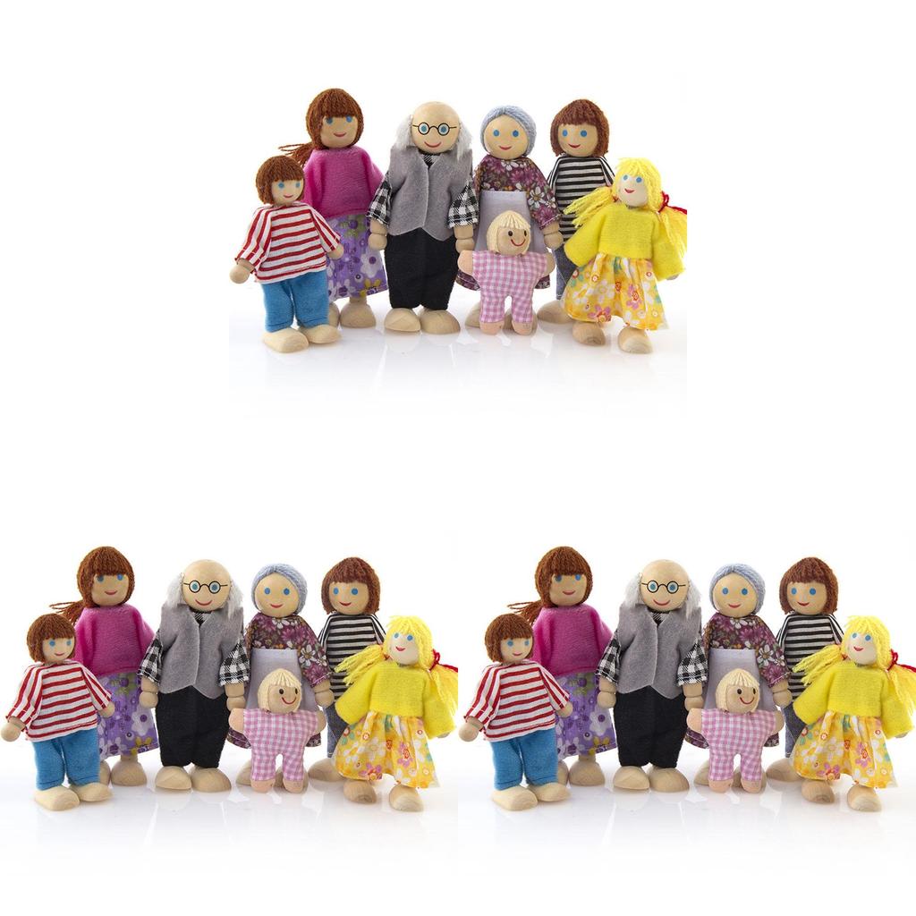 Child Wooden Furniture Dolls House Family Miniature 7 People Play House Toys With Premium Quality And Timeless Design**