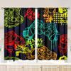 2 pieces - Gamepad doodle - printed curtain - polyester material - for bedroom living room study anti-privacy curtain