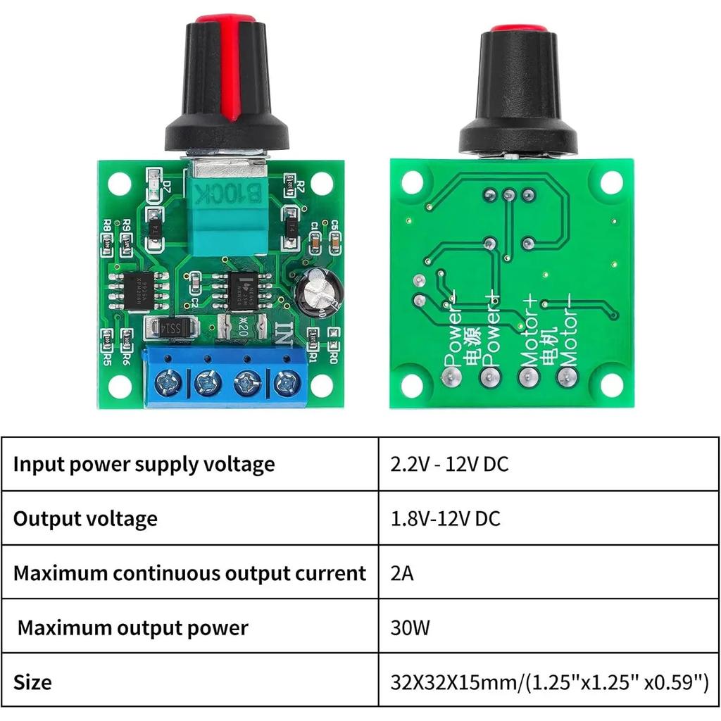 2 Stück Niederspannungs-Gleichstrommotor-Drehzahlregler Einstellbarer Treiber Gleichstrommotor Drehzahlregler Schalter mit Drehzahlreglerknopf