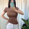 Korean Style Slim Fit Women's Solid Color Short-Sleeve T-Shirt