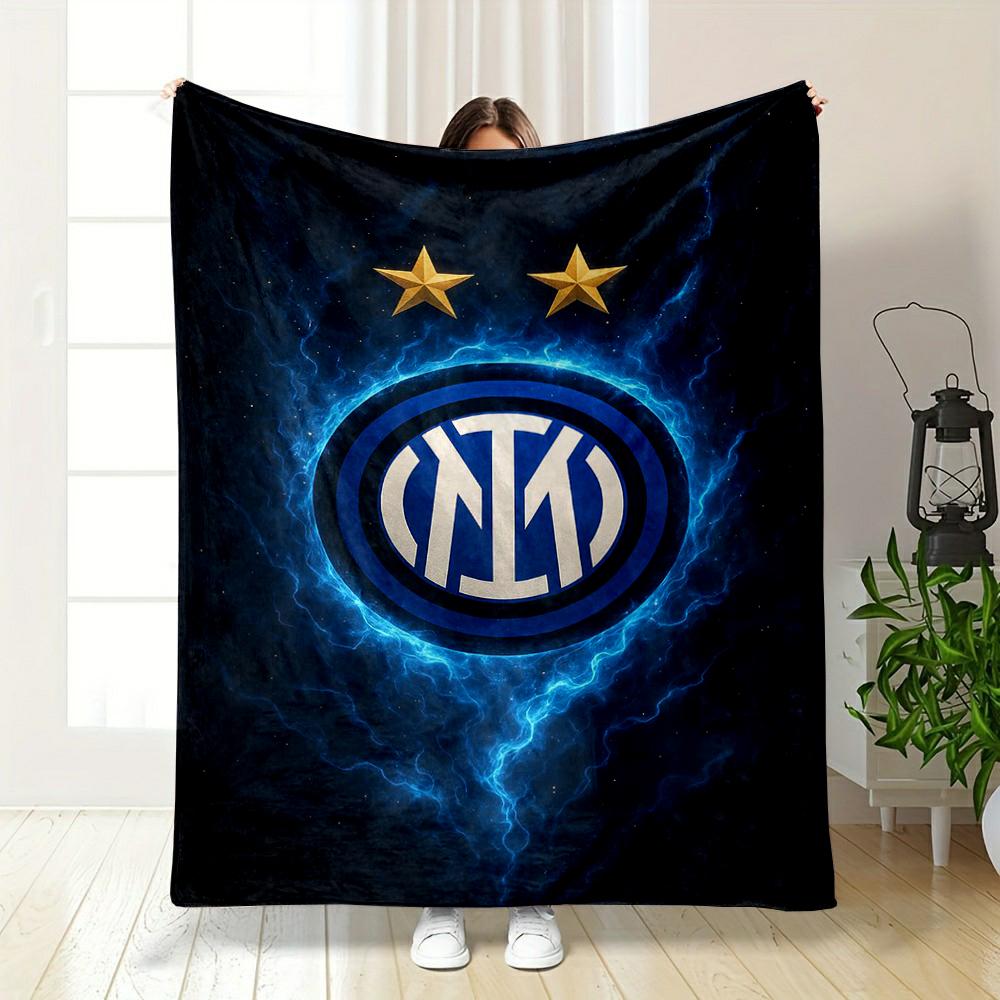 "Blue Electric Inter Milan Logo Blanket, Flannel Blanket for Bedroom, Living Room, Sofa, and Nap Sofas"