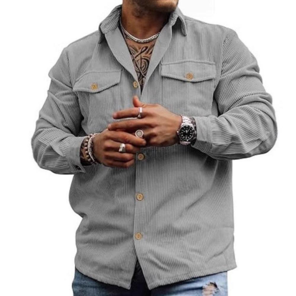 Herren Cordjacke, Langärmlig Gestreift Lässig und Modisch Herren Langarm Oberteil