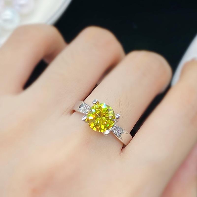  Bella Box Nyt Temperament Gul Rund Form Åpningsringer For Kvinner Valentinsdag Zirkon Fin Kortfattet Smykkegave