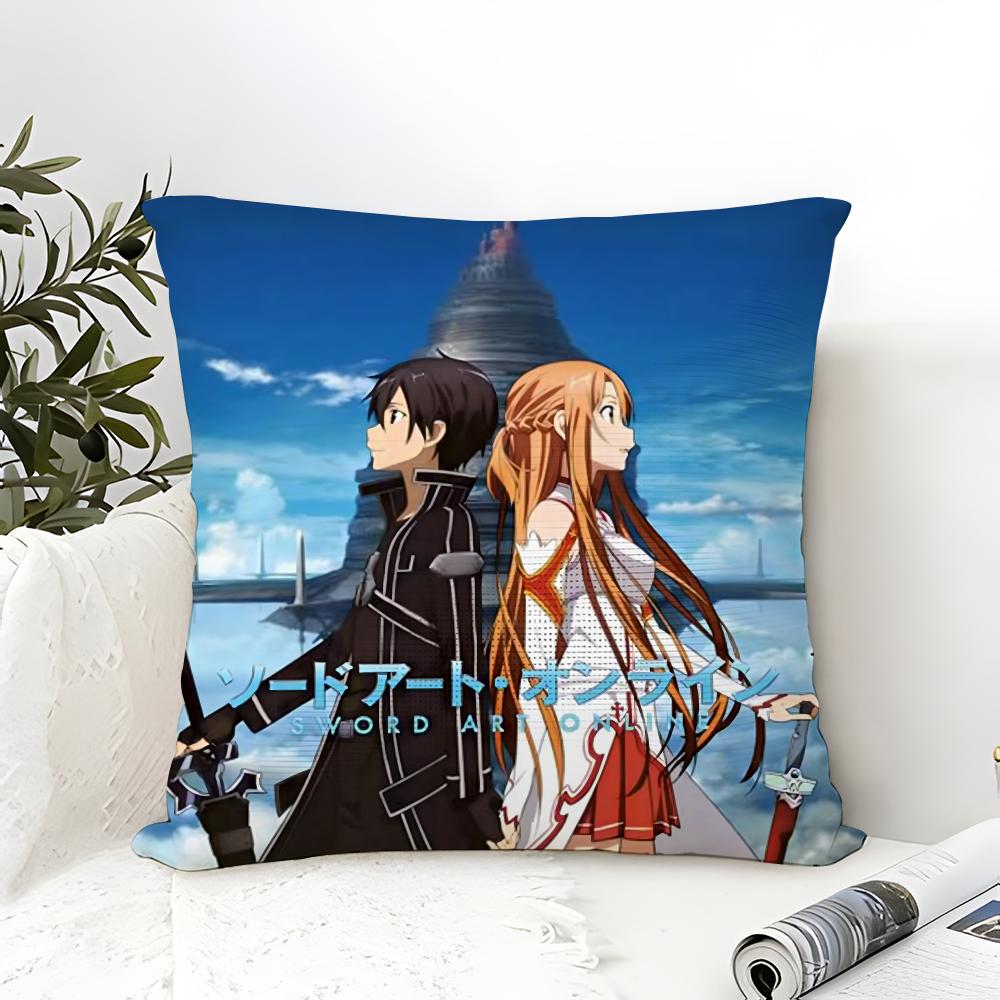SSword Art OOnline SAO Pillow Case Cotton Linen Fabric Square Zipper Pillowcase Home Decorative Living Room