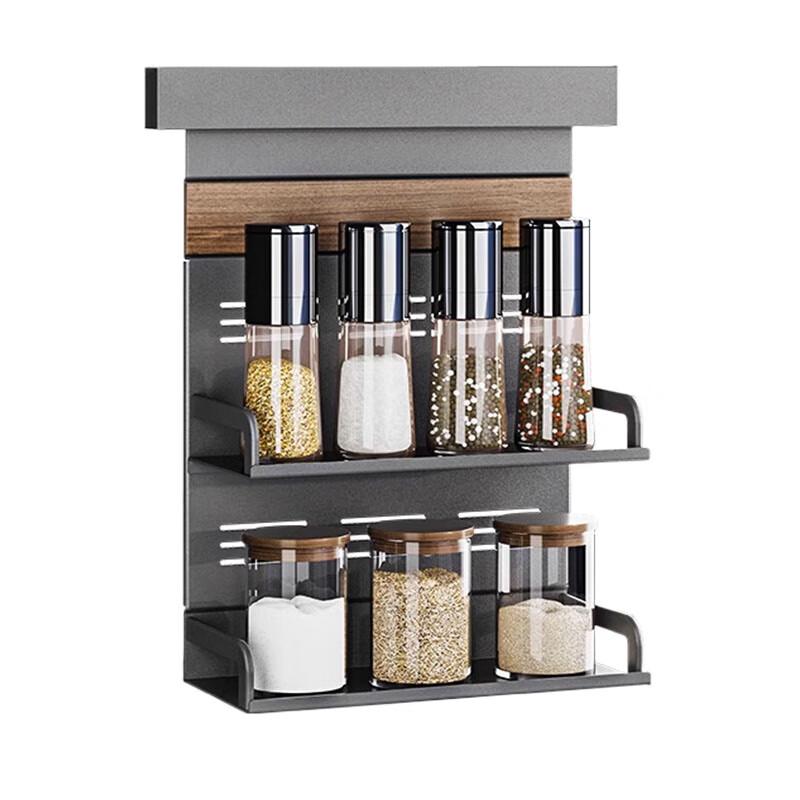 No-Drill Wall-Mounted Double-Layer Kitchen Storage Rack