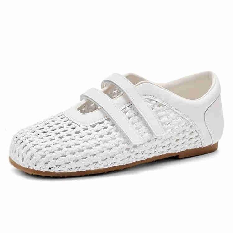Woven Hollow Mary Jane Sandals Women's 2025 Summer New Mesh Breathable Velcro Shallow Mouth One Pedal Single Shoes