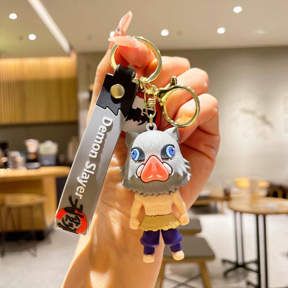 Anime Demon Slayer Kimetsu No Yaiba Bambola Lama dello Spettro Portachiavi Personaggi Carini Ciondolo per Borsa Portachiavi per Chiavi Auto Anello Giocattolo Regalo per Fan