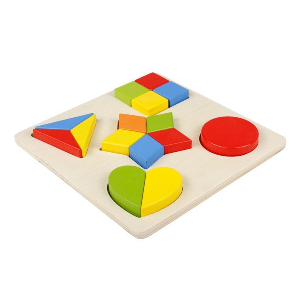 Children's Early Education Educational Wooden Toy Color Geometric Shape Puzzle Shape Building Block Matching Toy