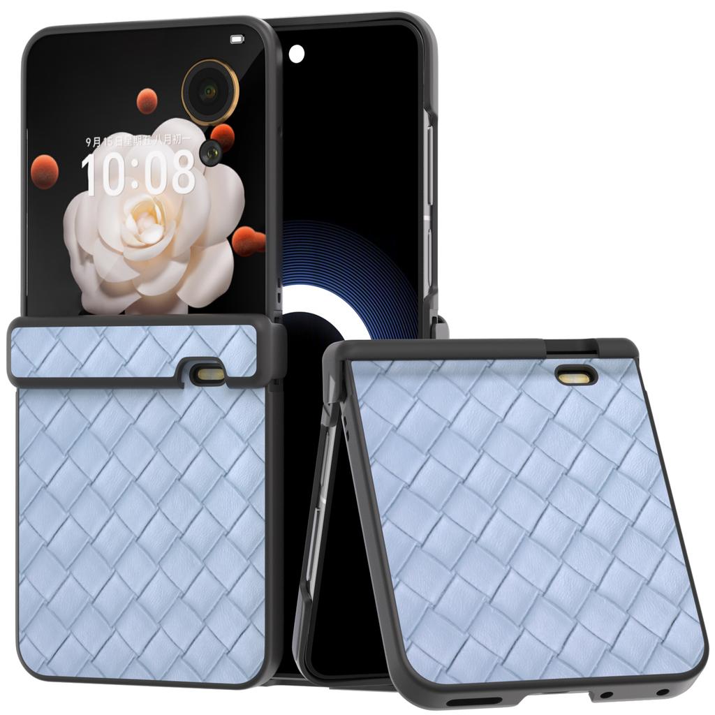 Für Honor Magic V Flip 5G Hülle Scharnierschutz Gewebestruktur Leder+PC Handyhülle