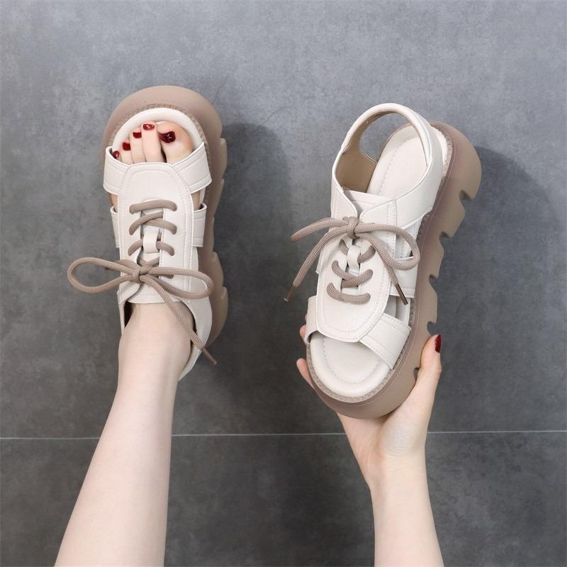 Women's Sandals Thick-soled Fish-mouth Shoes Sandals Sponge Soles Flat Cooling Boots