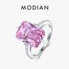Modian 100% 925 Silver Luxury Rings Fashion Pink Crystal Party Rings For Women Engagement Jewelry Couples Gift