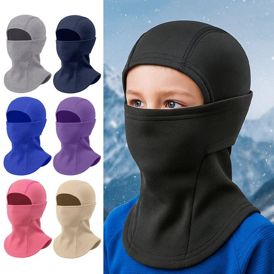 Winter Kid Balaclava Windproof Thermal Thickened Plush Cycling Pullover Cap Breathable Neck Protection Cold-proof Ski Face Cover