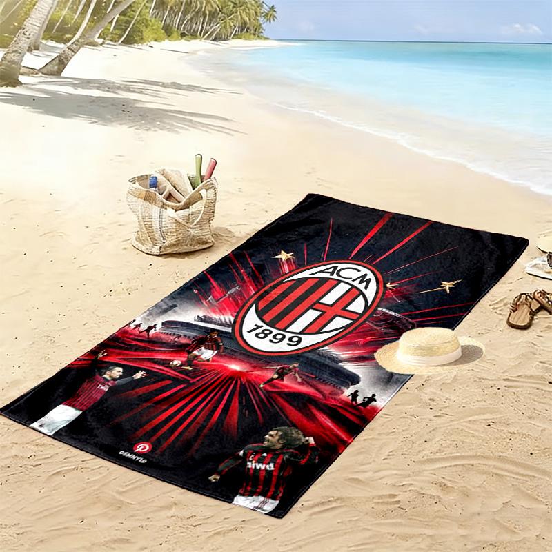 Asciugamano da Spiaggia Stampa AC Milan, Asciugamano Grande Morbido Asciugatura Rapida per Spiaggia Campeggio Nuoto
