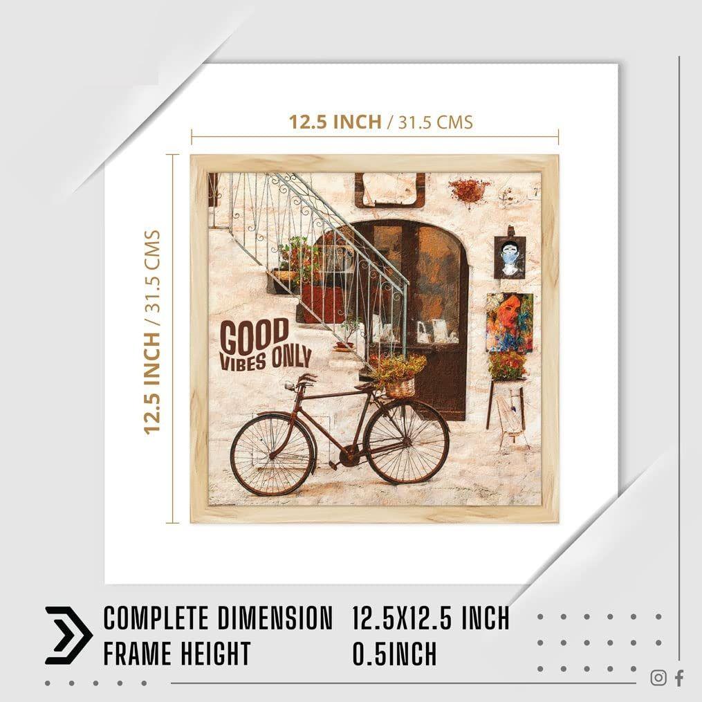 Paper Vintage City Street Wall Art Framed Painting, Multicolor, Abstract, 12.5 X 12.5 In, Set of 1