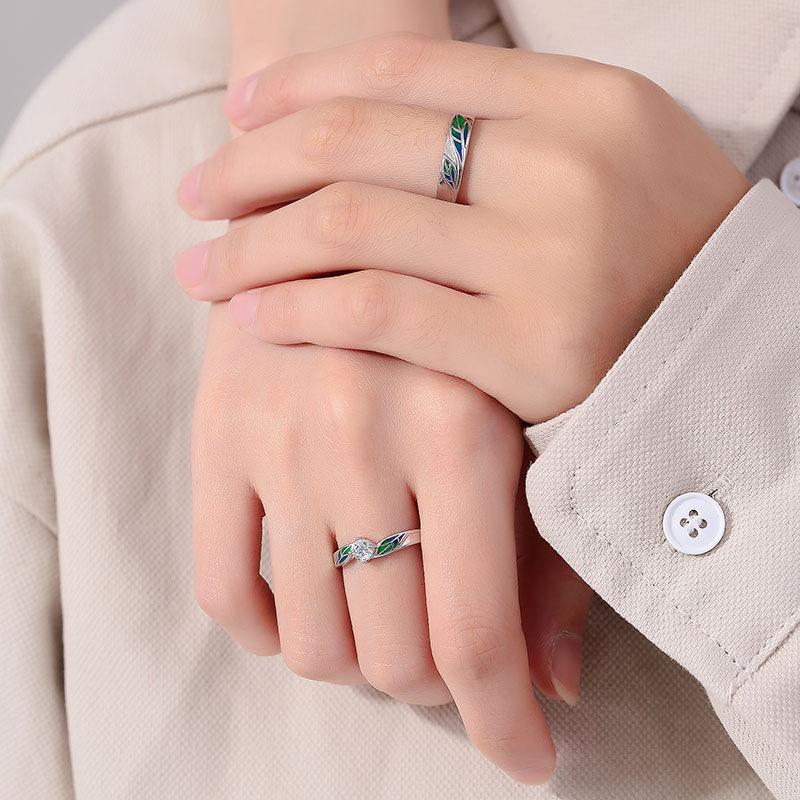 Affectionate Maimai Couple Ring Original Mori Simple Ring Leaf Guochao Jewelry