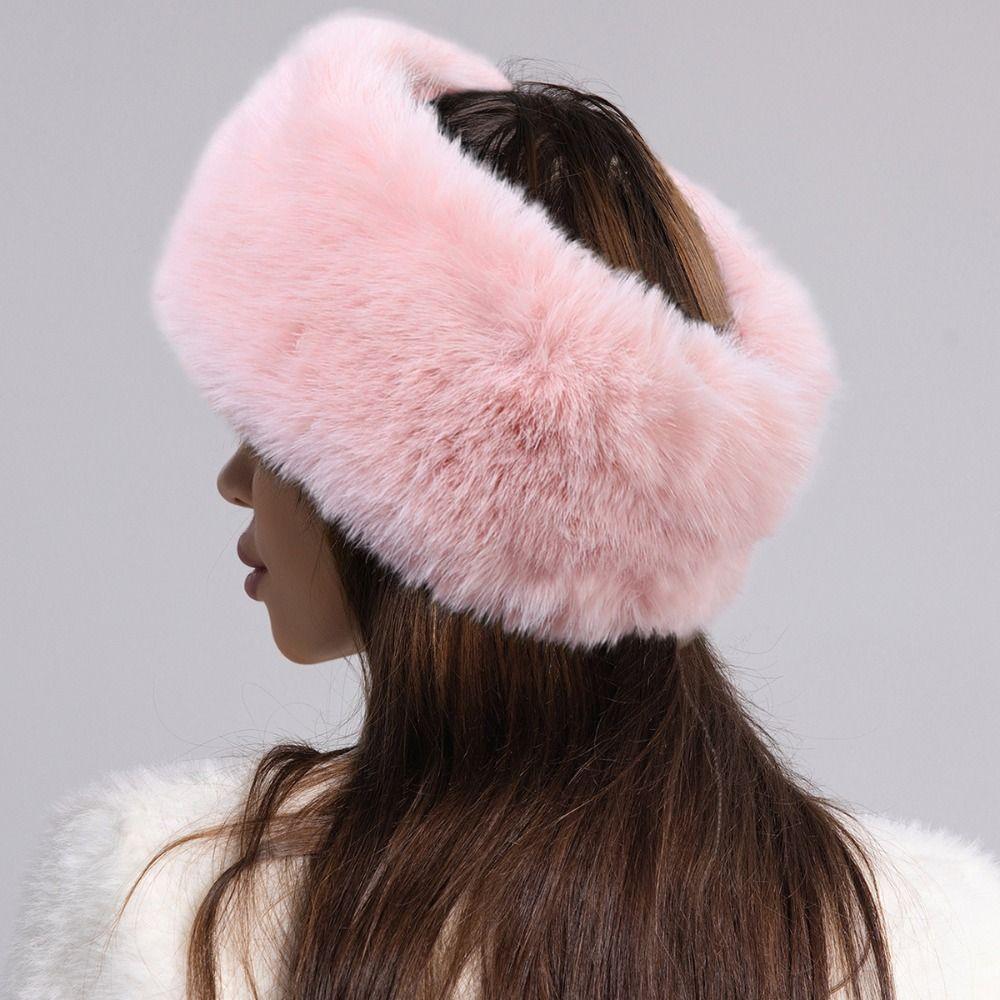 Imitation Fur Imitation Mink Fur Hat Ear Flaps Plush Hat Casual Fluffy Plush Headband Outdoor