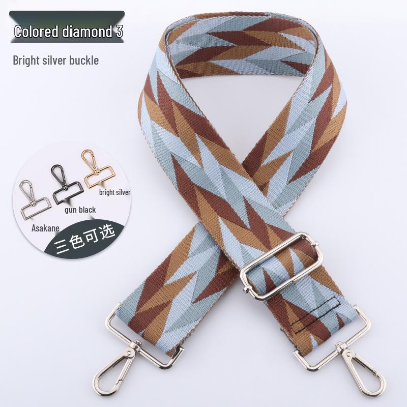 Adjustable 5cm Wide Colorful Diamond Bag Strap - Crossbody & Shoulder Strap Available