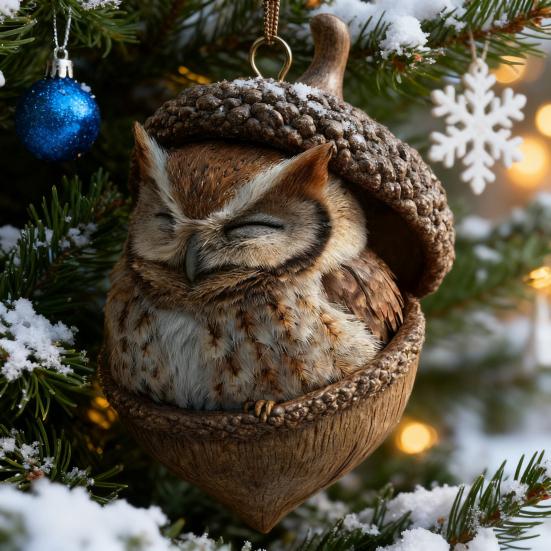 Ornements Gland Animaux de la Forêt Acrylique Pomme de Pin Animal Décoration d'Arbre de Noël Rustique sur le Thème de la Nature Décoration d'Intérieur pour les Amoureux des Animaux