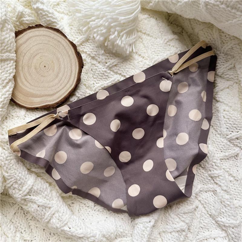 

Винтажные трусы Mori, бесшовное нижнее белье с клеевым слоем в горошек, трусики из ледяного шелка для женщин M