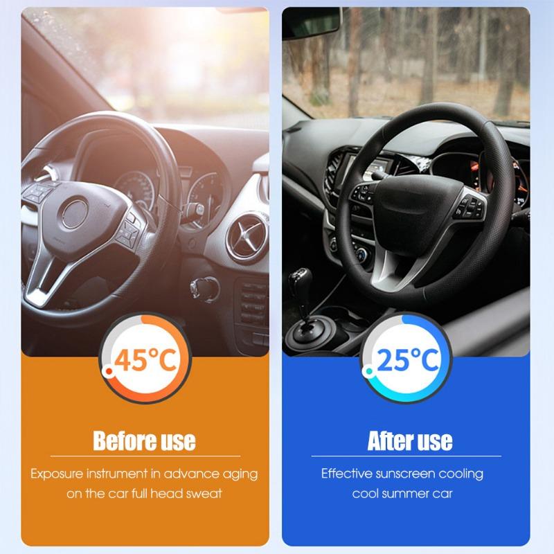 Car Silver Coated Cloth Sunshade Upgraded Thickened Foldable Sun Protection Cooling Front Sunshade Cover Windshield Accessories
