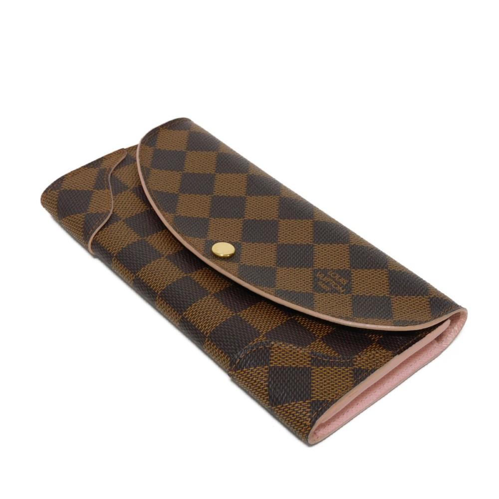 Used 12564 Portefeiulle Kaisa N61227 7940 Logo Ebene Brown Pink Bifold Two-tone Damier Rose Ballerine Ladies from Japan