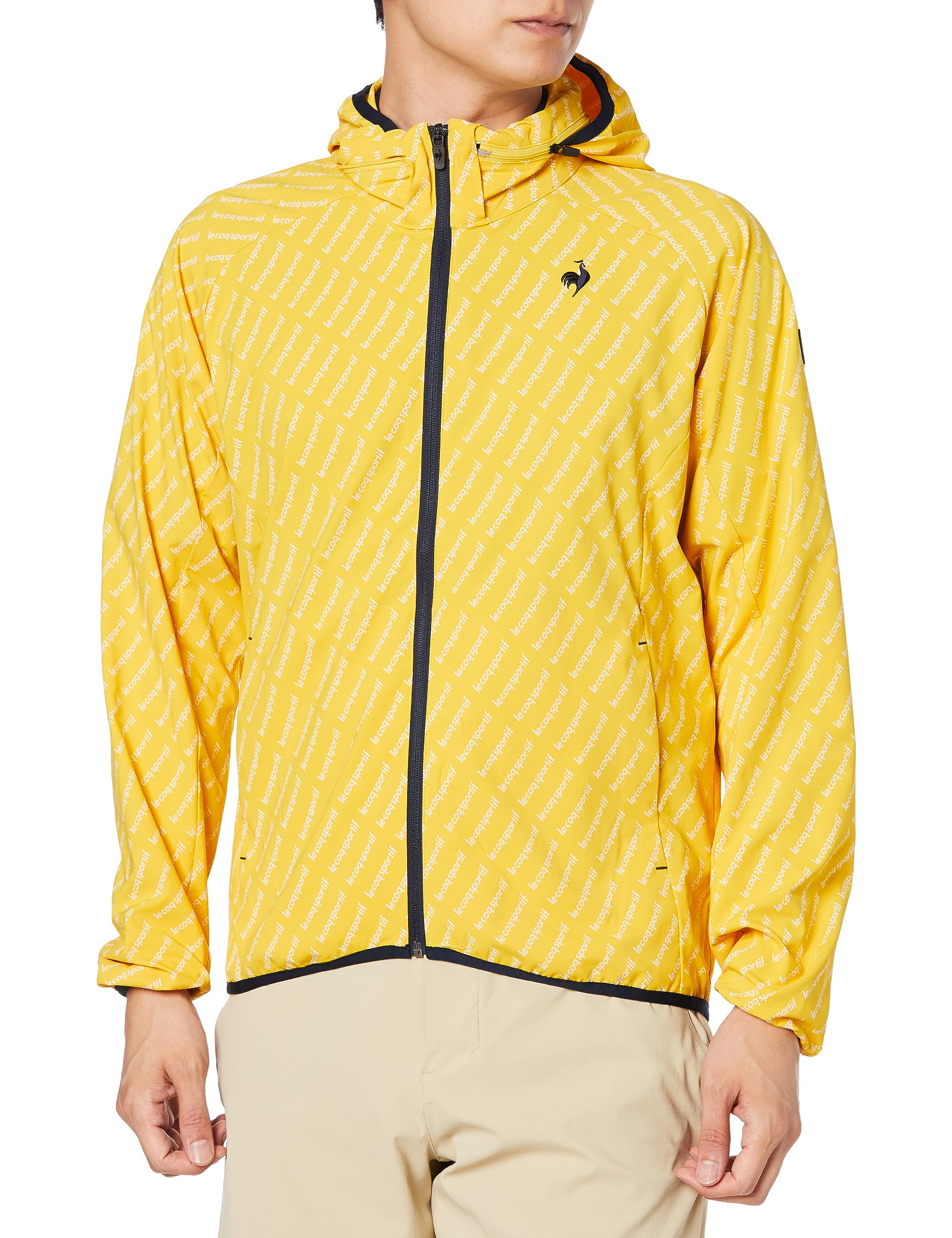 

Coq Sportif Windbreaker Blouson with Hood Stretch Water Repellent Windproof Golf QGMWJK01 YL00 3L [Le Golf] Men s (Yellow)