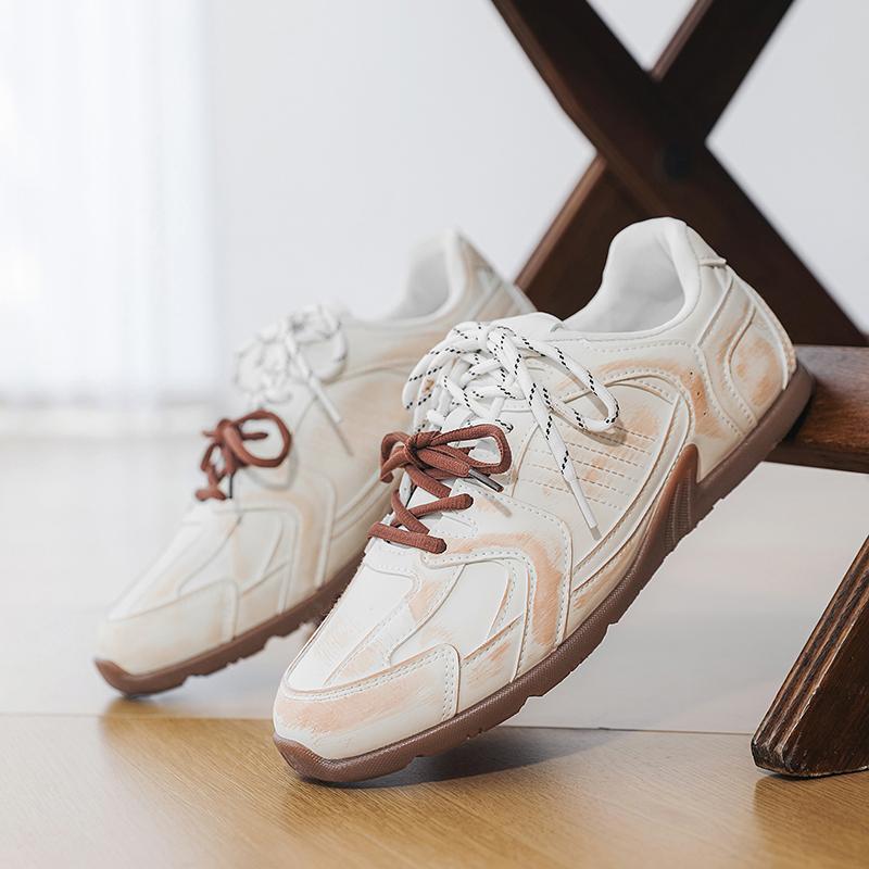 Vintage Distressed Men'S Sneakers Casual Soft Comfort Breathable Non Slip Fashion Holiday Gifts Preppy All Season Walking