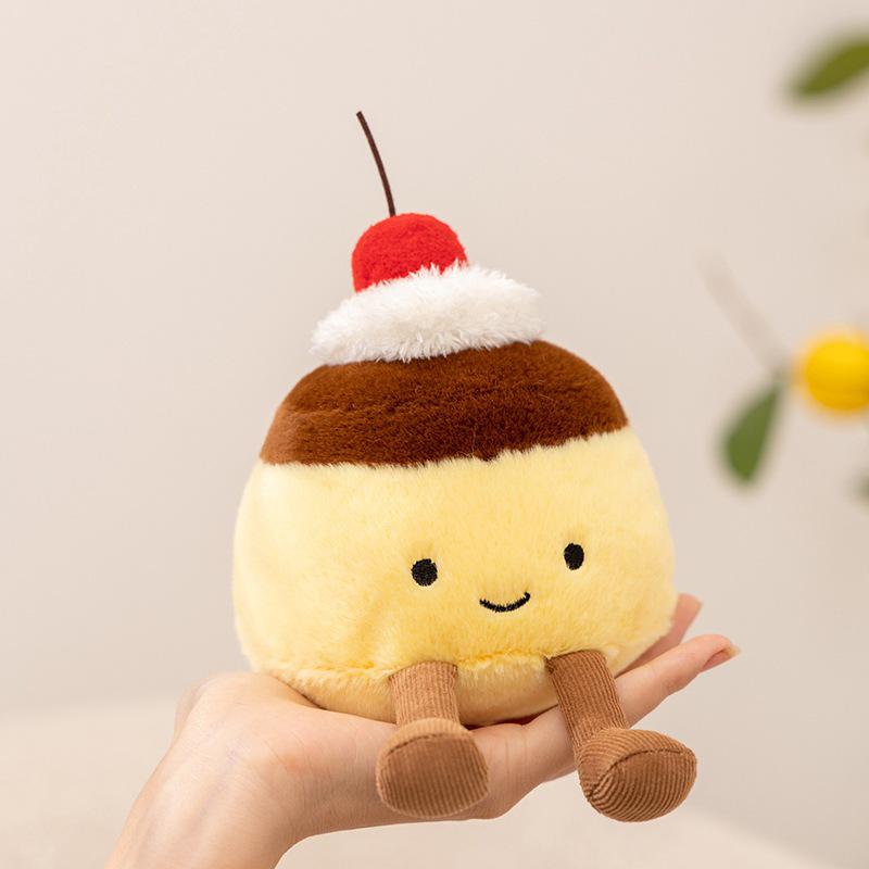 Hobby Dessert Plush Toy Set: Butterfly Pastry, Pudding Doll, and Biscuits Ornaments for Tea Time or Photo Props.