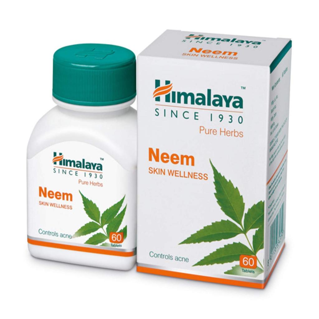 Himalaya 3 x Neem Skin Wellness Tablets For Clear Skin & Detox Support, 60 Count Each Herbal Supplement | Total 180 Tablets
