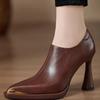 Damskie Buty na Wysokim Obcasie Luksusowa Skóra Szpiczaste Pojedyncze Buty Modne Eleganckie Szpilki z Bocznym Zamkiem Głębokie Wycięcie Wysokie Obcasy dla Pań