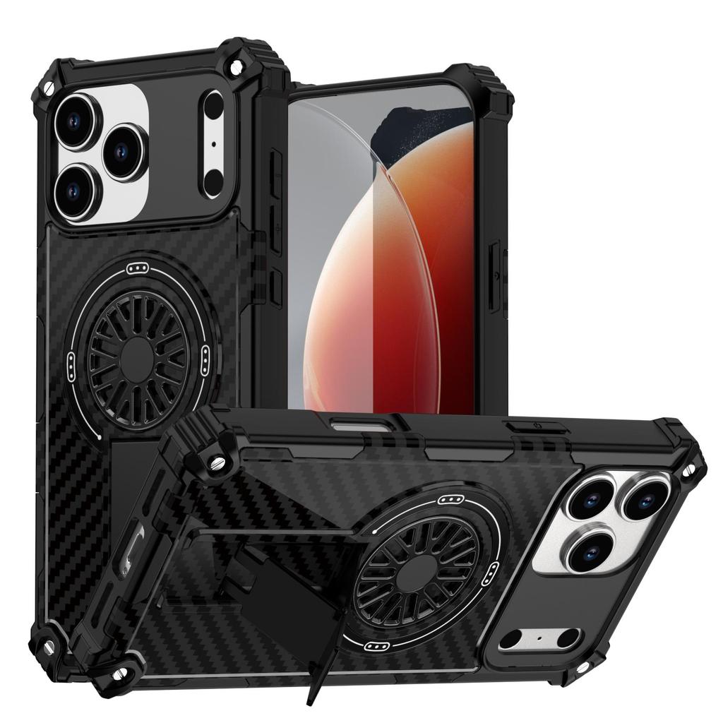 Painting Army Camouflage Carbon Fiber Magnetic Bumper Phone Case With Kickstand For iPhone 17 16 15 Pro Max Samsung S25 S24 A56 Hard Protective Cover