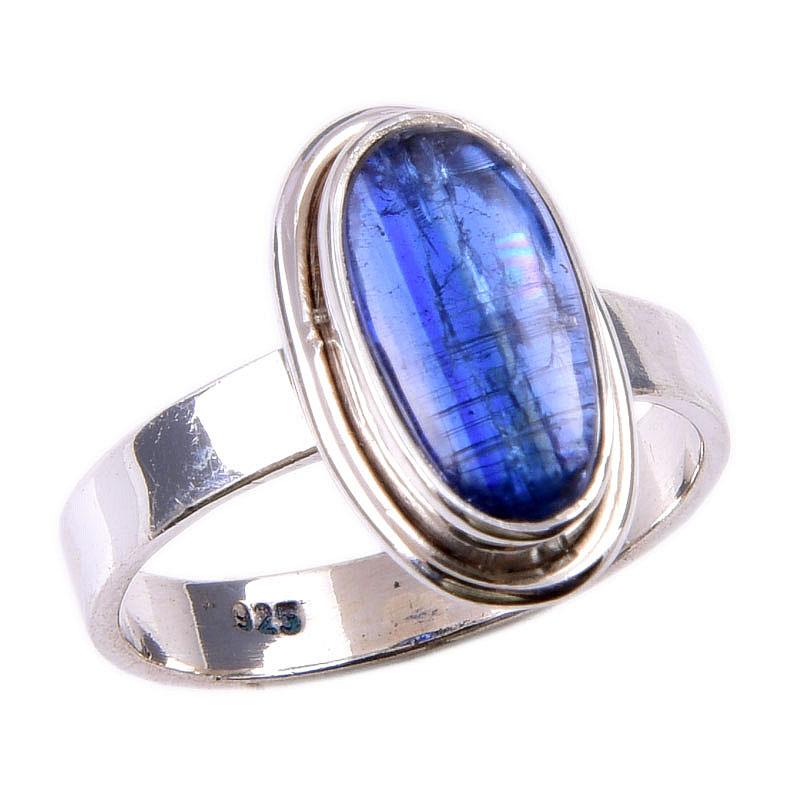 Natural Kyanite Gemstone Handmade 925 Solid Sterling Silver Gift Ring S.6 o1w41