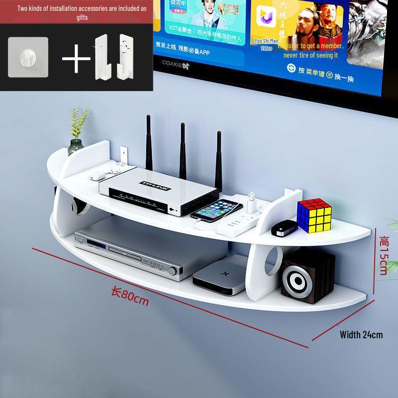 Wall-Mounted Wireless Router Shelf & Cable Organizer for Living Room