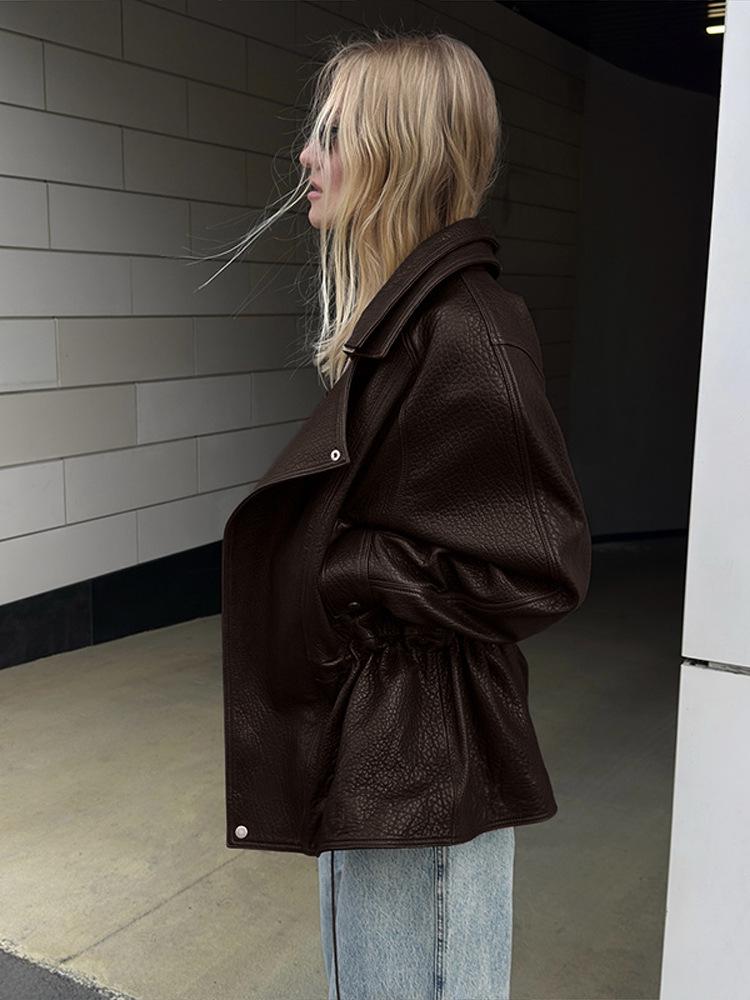 European & American Women's Motorcycle-Style Leather Parka Jacket 2025