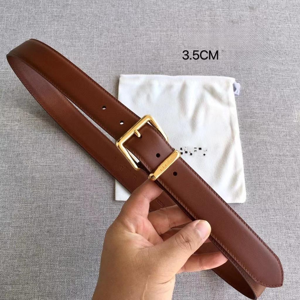 New 3.5cm high-quality first-layer cowhide MIU belt decorative buckle with jacket pants leather belt