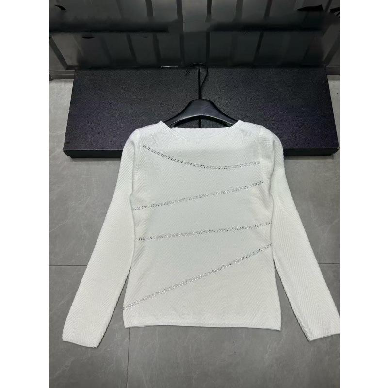 European Style Rhinestone Solid Color Knit Top - Winter 2025 Collection: Age-Reducing, Versatile, and Casual Long Sleeve with Round Neck