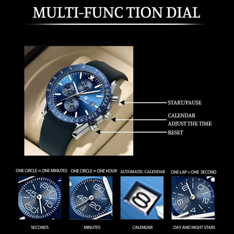 POEDAGAR Men Watch Fashion Sport Chronograph Silicone Quartz Watches Top Brand Luxury Waterproof Luminous Date Wristwatch