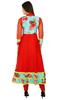 Bimba Womens Classic Net and Dupion Silk Anarkali Kurta Red Kurti Long Formal Party